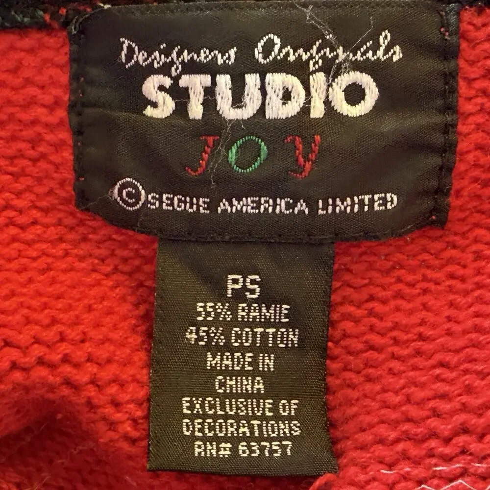 Designers‎ Originals Studio Joy Christmas Sweater Cardigan Sz PS Red Snowman Zip